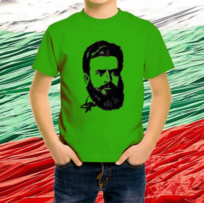 Детска зелена тениска с образа на  Христо Ботев
