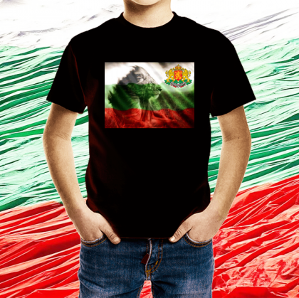 Детска черна  патриотична тениска-България