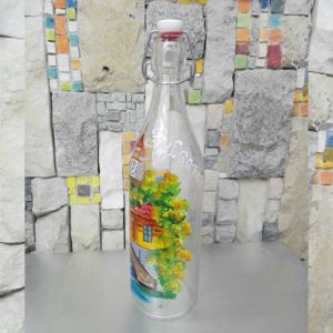 Стъклена рисувана бутилка