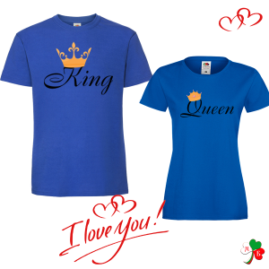 Комплект цветни тениски-  King and Queen