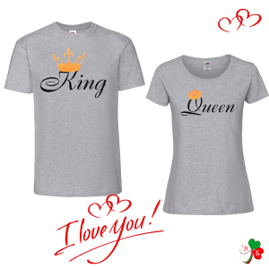 Комплект цветни тениски-  King and Queen