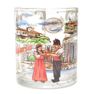 Стъклена чаша със забележителности от България