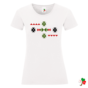 Дамска бяла тениска с народни мотиви на шевици- Канатица