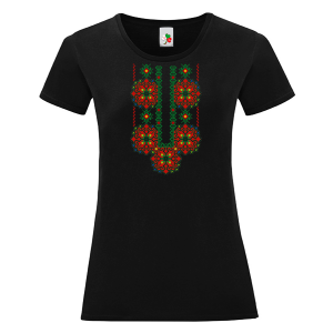 Дамска черна тениска с народни мотиви на шевици - Пазва Елбетица