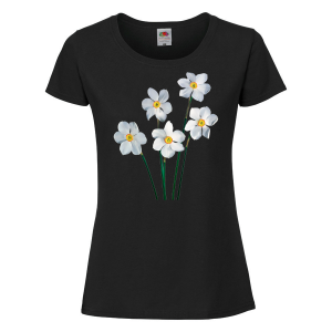Черна дамска тениска - Цветя 7