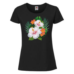 Черна дамска тениска - Цветя 4