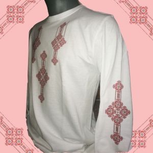 Бяла мъжка блуза с народни мотиви вариант 4.