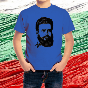 Детска синя тениска с образа на  Христо Ботев