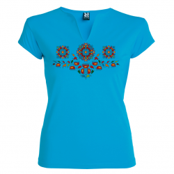 Висококачествена дамска тениска с мотиви на шевици- Букет Елбетици