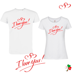 Комплект бели тениски-  I Love You!