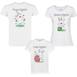 Семеен комплект бели тениски - Rabbit Family