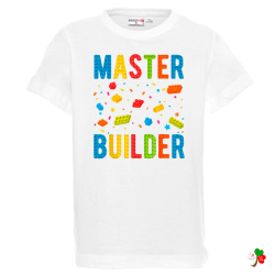 Бяла детска тениска-  Лего- Master Builder