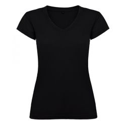 Дамска черна тениска - V образно деколте