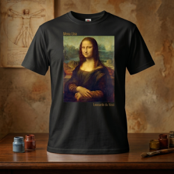 Мъжка  черна тениска - Мона Лиза