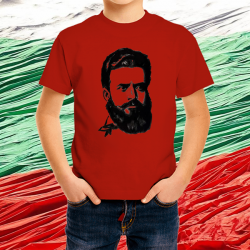 Детска червена тениска с образа на  Христо Ботев