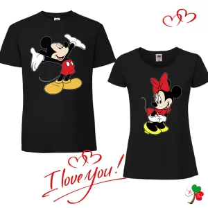 Комплект черни тениски-  Mickey and Minne Mause