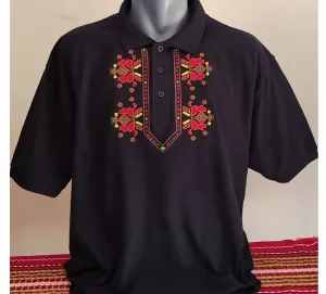 Черна  мъжка тениска с бродерия
