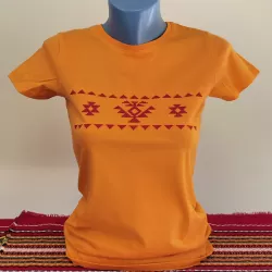 Дамска оранжева тениска с бродерия - Канатица