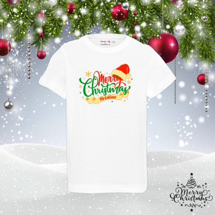 Детска тениска - Merry Christmas с име по избор