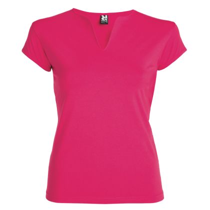 Дамска розова тениска с V-образно деколте 