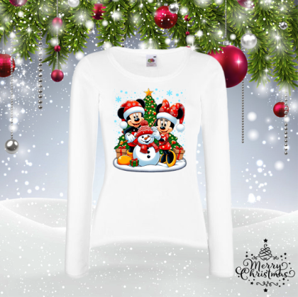 Забавна коледна блуза- Мики и Мини Маус