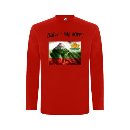 Червена  детска блуза  България над всичко