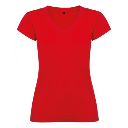 Дамска  червена тениска - V образно деколте
