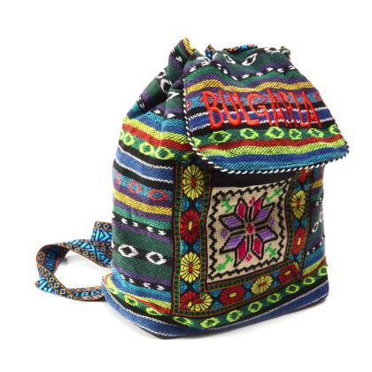 Сувенирна раница от плат с мотиви  шевици - средна