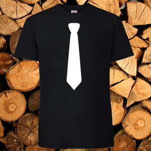 Мъжка черна тениска - Вратовръзка