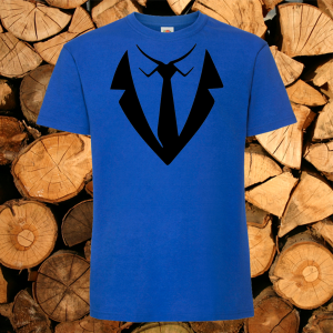 Мъжка синя тениска - Костюм с вратовръзка