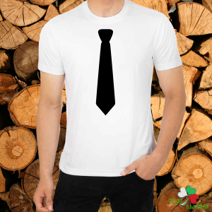 Мъжка бяла тениска - Вратовръзка
