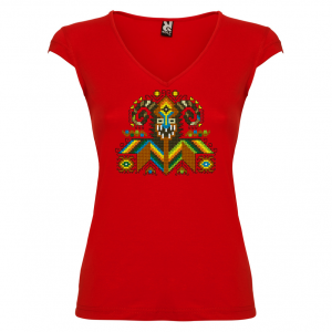 червена Дамска тениска  с мотиви на шевици - Кукер