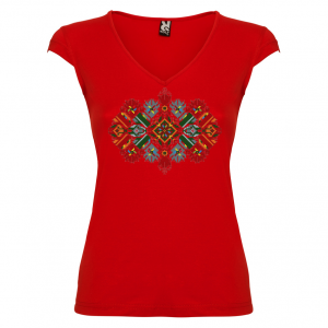 Дамска тениска  с мотиви на шевици  червена
