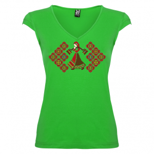 Дамска тениска  с мотиви на шевици  зелена
