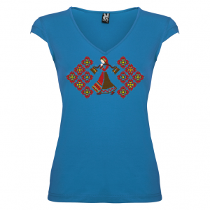 Дамска тениска  с мотиви на шевици  синя