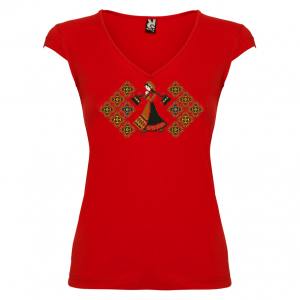 Дамска тениска  с мотиви на шевици  червена