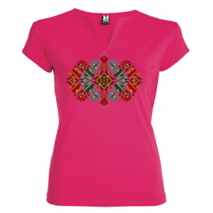 розова Висококачествена дамска тениска с мотиви на шевици