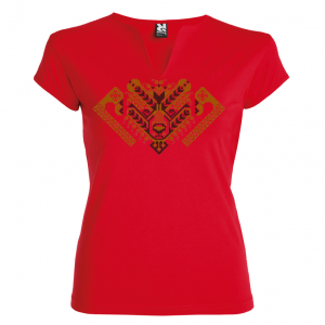 червена Висококачествена дамска тениска с мотиви на шевици- Лошата дум