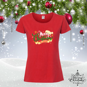 Коледна забавна тениска- Merry Christmas с име по избор