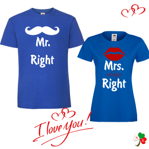 Комплект цветни тениски- Mr & Mrs