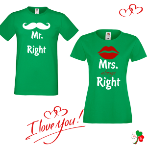 Комплект цветни тениски- Mr & Mrs