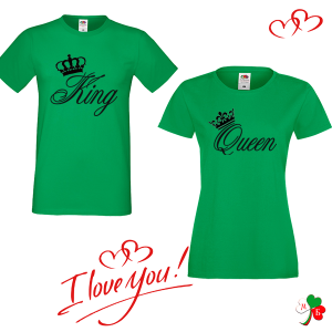 Комплект цветни тениски- King & Queen