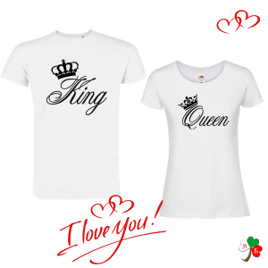 Комплект бели тениски- King & Queen