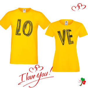 Комплект цветни тениски- LoVe