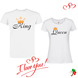 Комплект бели тениски- King and Queen