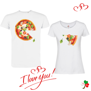 Комплект бели тениски- Пица