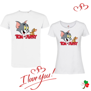 Комплект бели тениски- Tom and Jerry