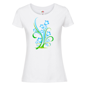 Бяла дамска тениска- Цветя 28
