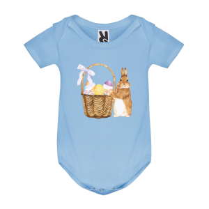Цветно бебешко боди - Зайче с кошница