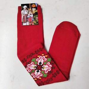 Чорапи с мотиви на шевици Елбетици - червени